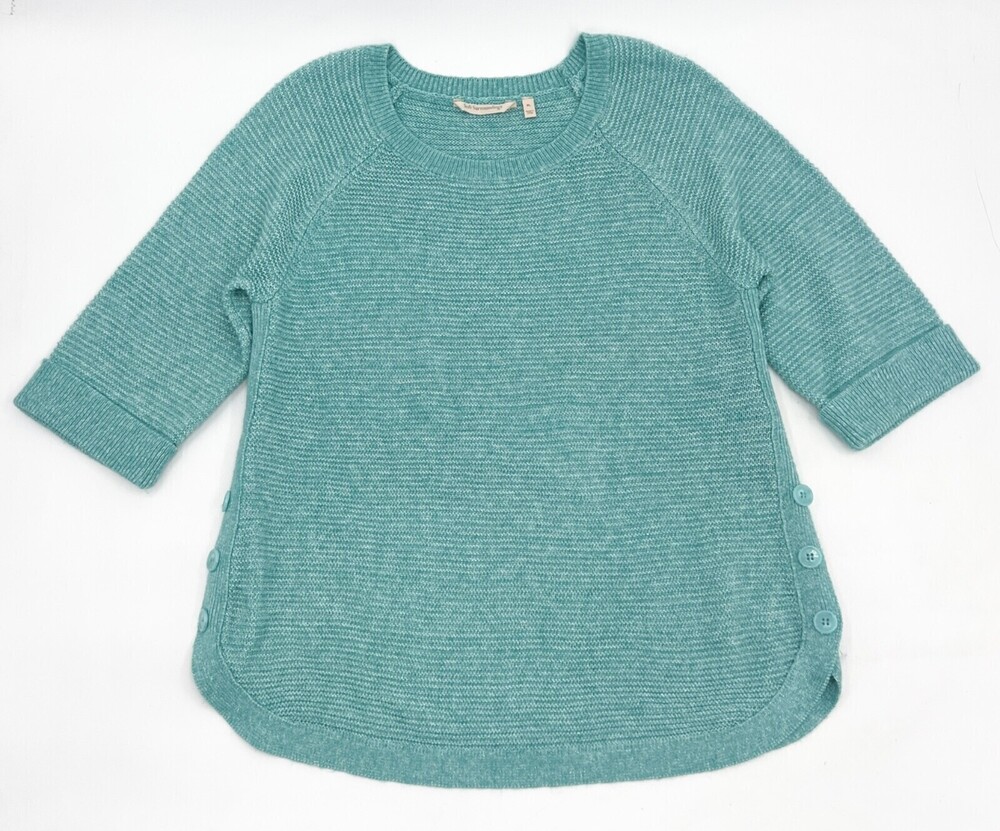 Soft Surroundings Sweater Shirt Womens Petites Large Teal Pull over Knit